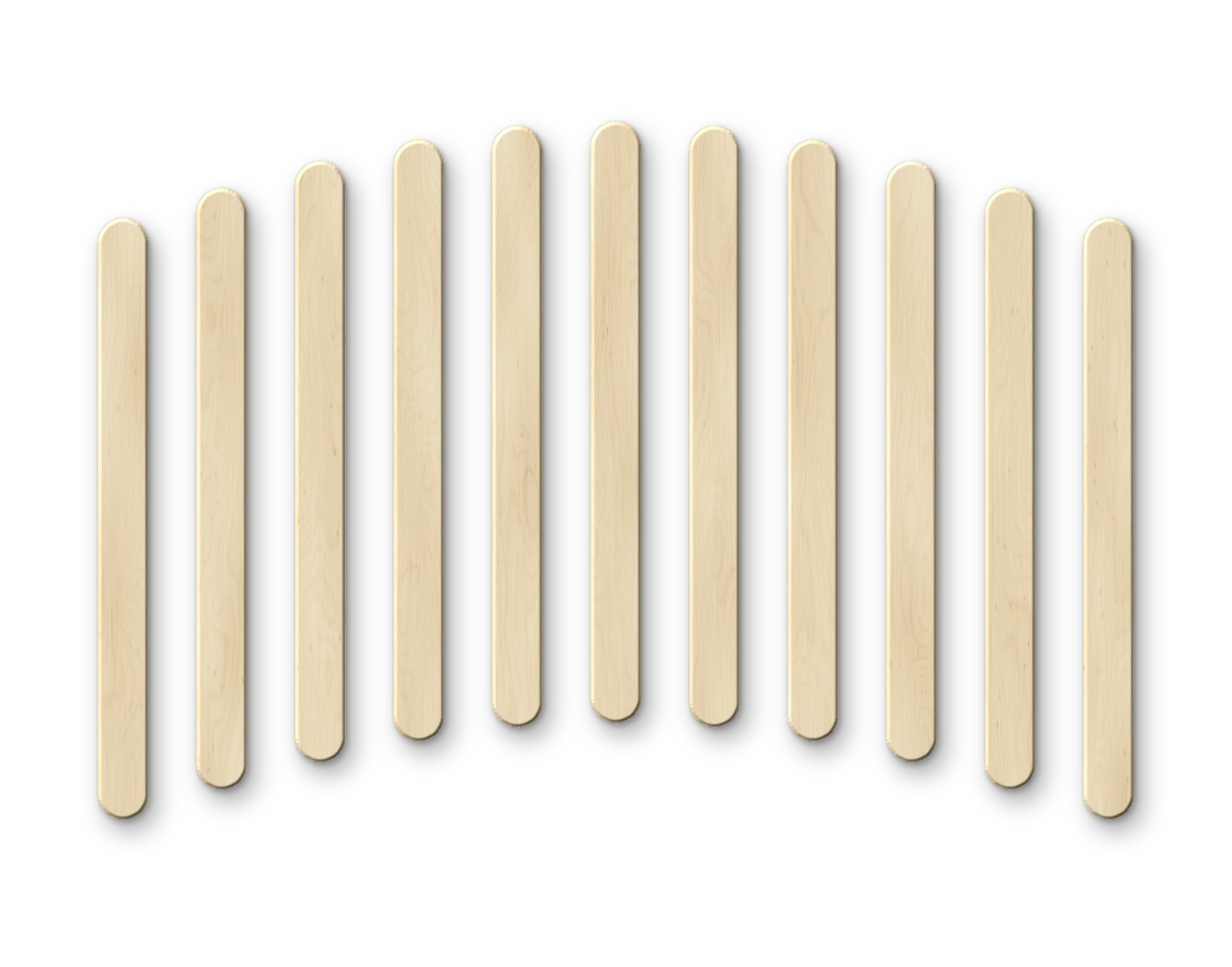 A row of wooden ice cream sticks standing upright