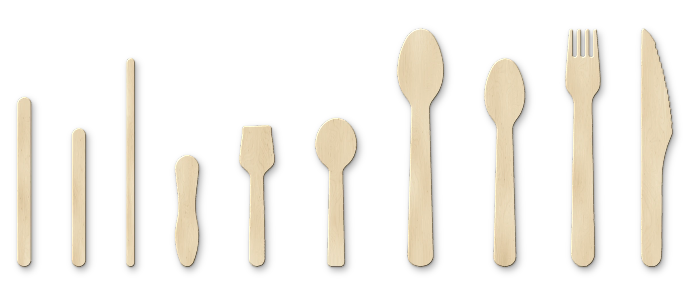 The Albizco range standing in a row at true relative size