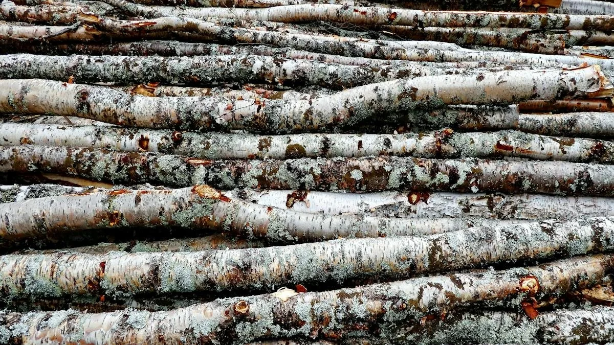 Birch logs ready for conditioning