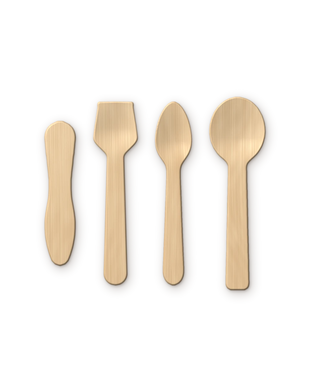 Wooden ice cream spoons in several sizes